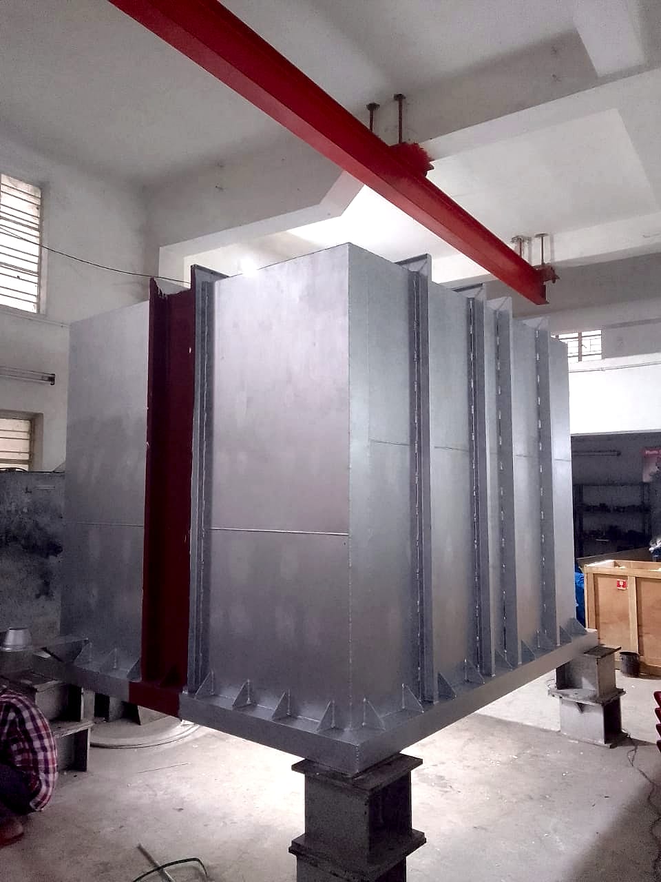 Bell furnace casing during fabrication