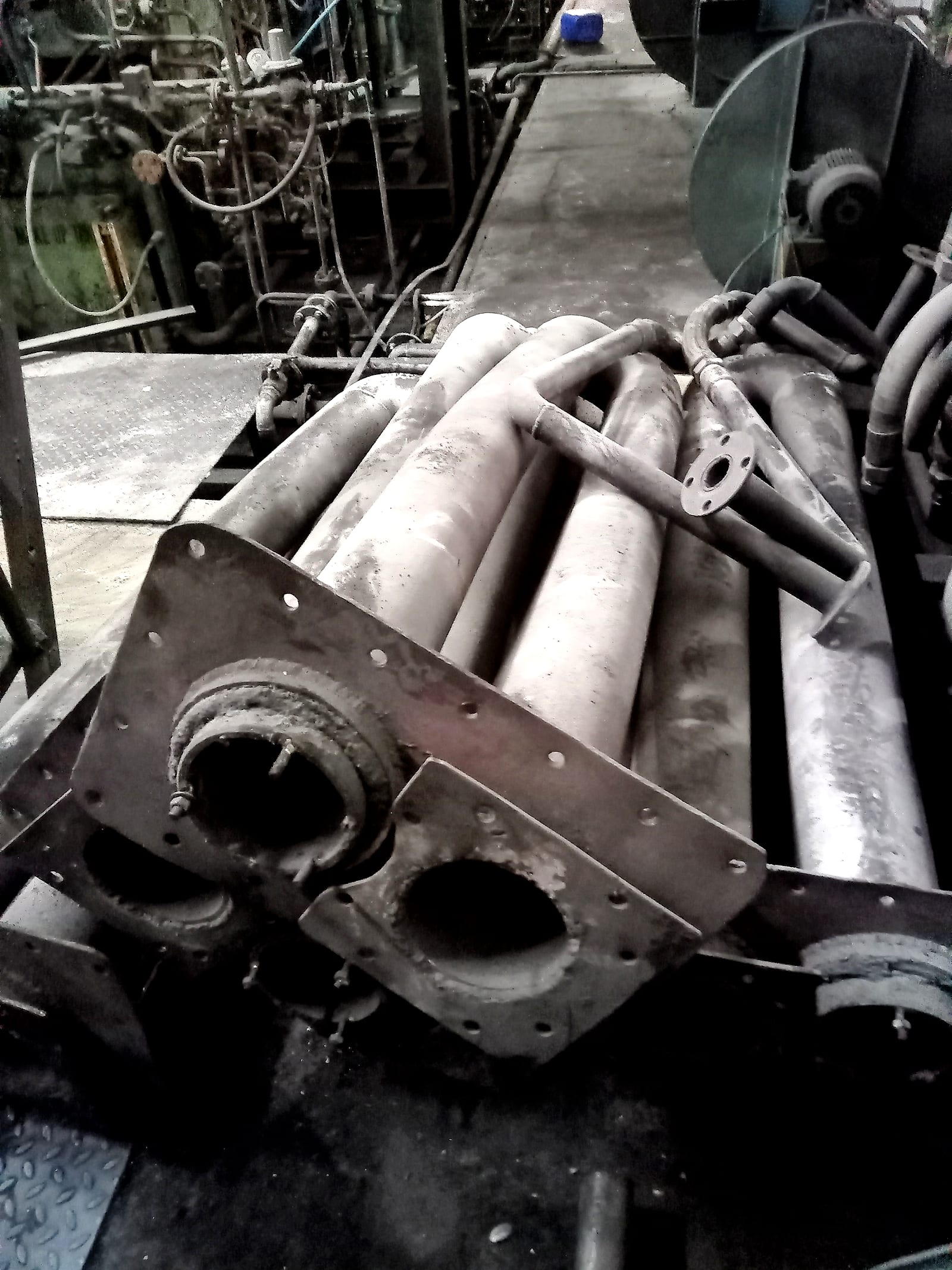 Gas burner tubes taken out of the furnace