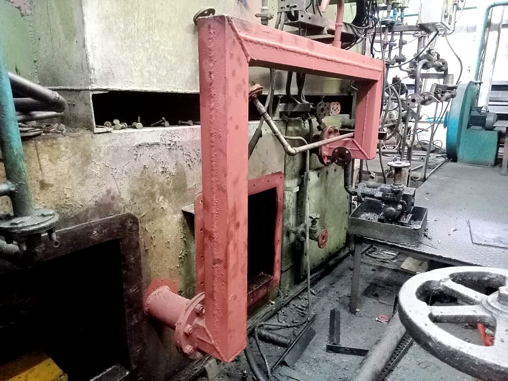 Furnace front where the gas-fired equipment was mounted